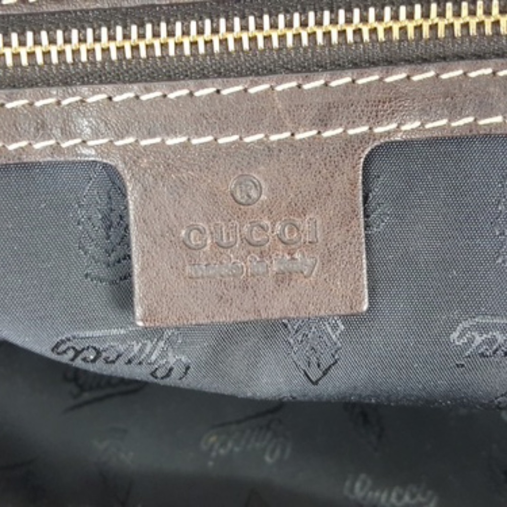 Gucci Aviatrix Boston Black Suede Brown Leather Satchel Bag Handbag - Picture 9 of 10